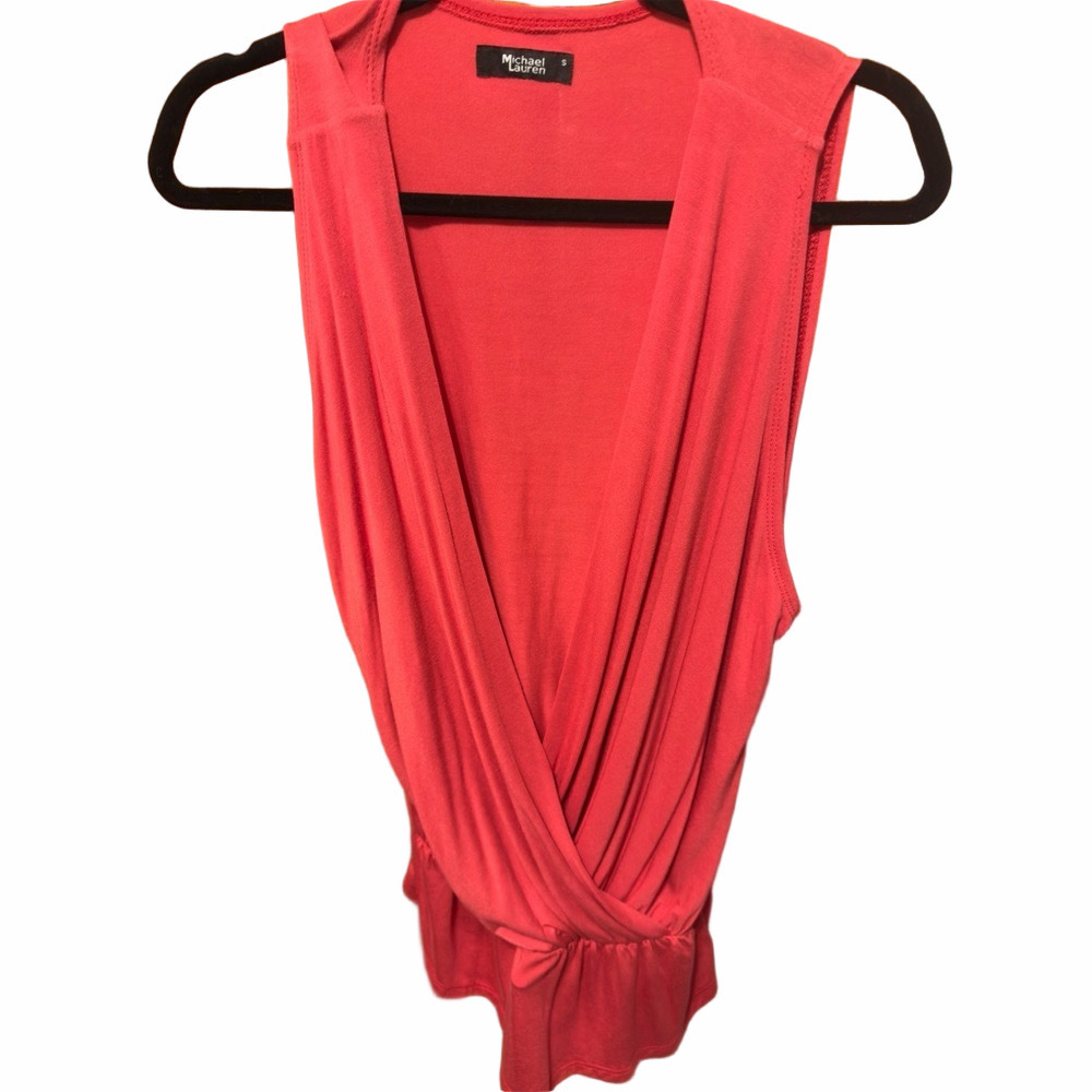 Michael Lauren Gary Surplice Front Tank in Coral Size Small NWT
